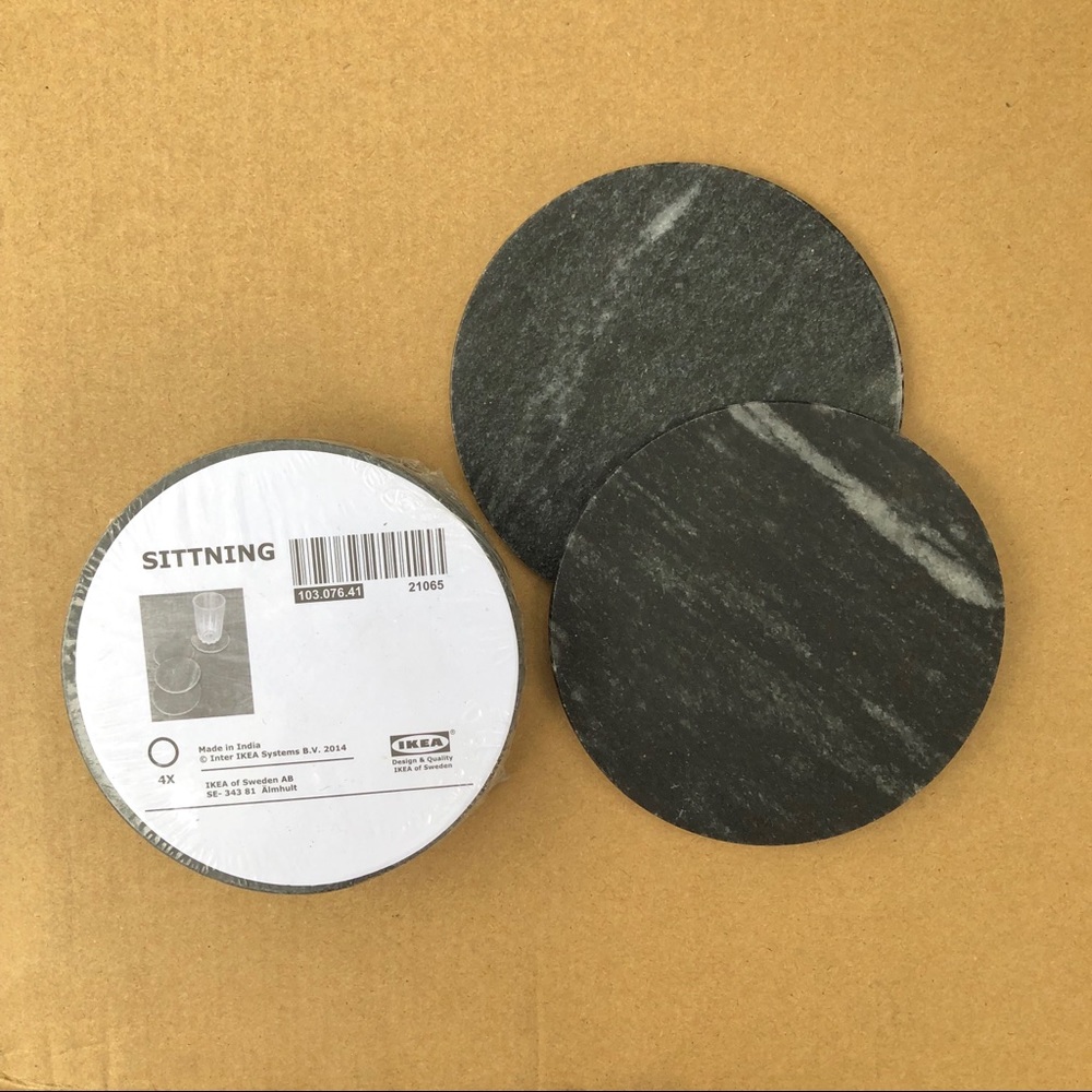 Set of Four Black Marble Coasters